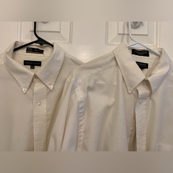 2pack Cambridge classics white button up long sleeve shirts 17.5 34/35 bundle - Picture 4 of 4